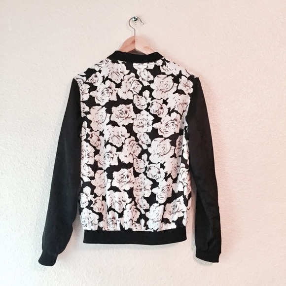 LF Naanaa bomber jacket black white rose satin extra small XS - Picture 3 of 5